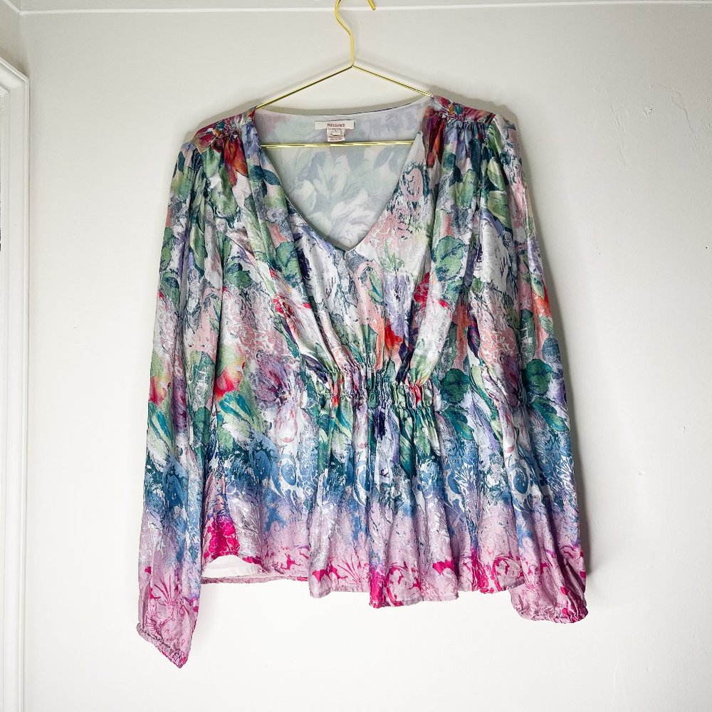 Sundance Silk Watercolor Peasant Top Sz L